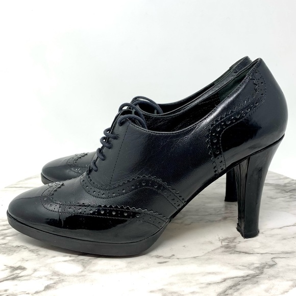 Via Spiga Wingtip Lace Up Leather Oxford 7 Retro Classic Preppy Academia Pinup - Picture 3 of 16